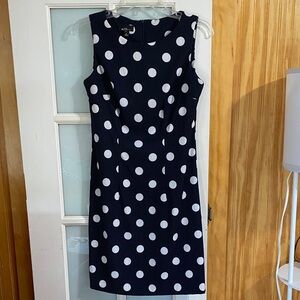 Alyx Navy and White Polka Dot Midi Dress